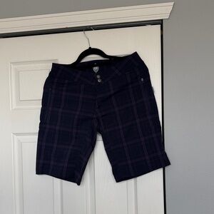 Club Ride Apparel Navy and Purple Plaid Flat Front Shorts